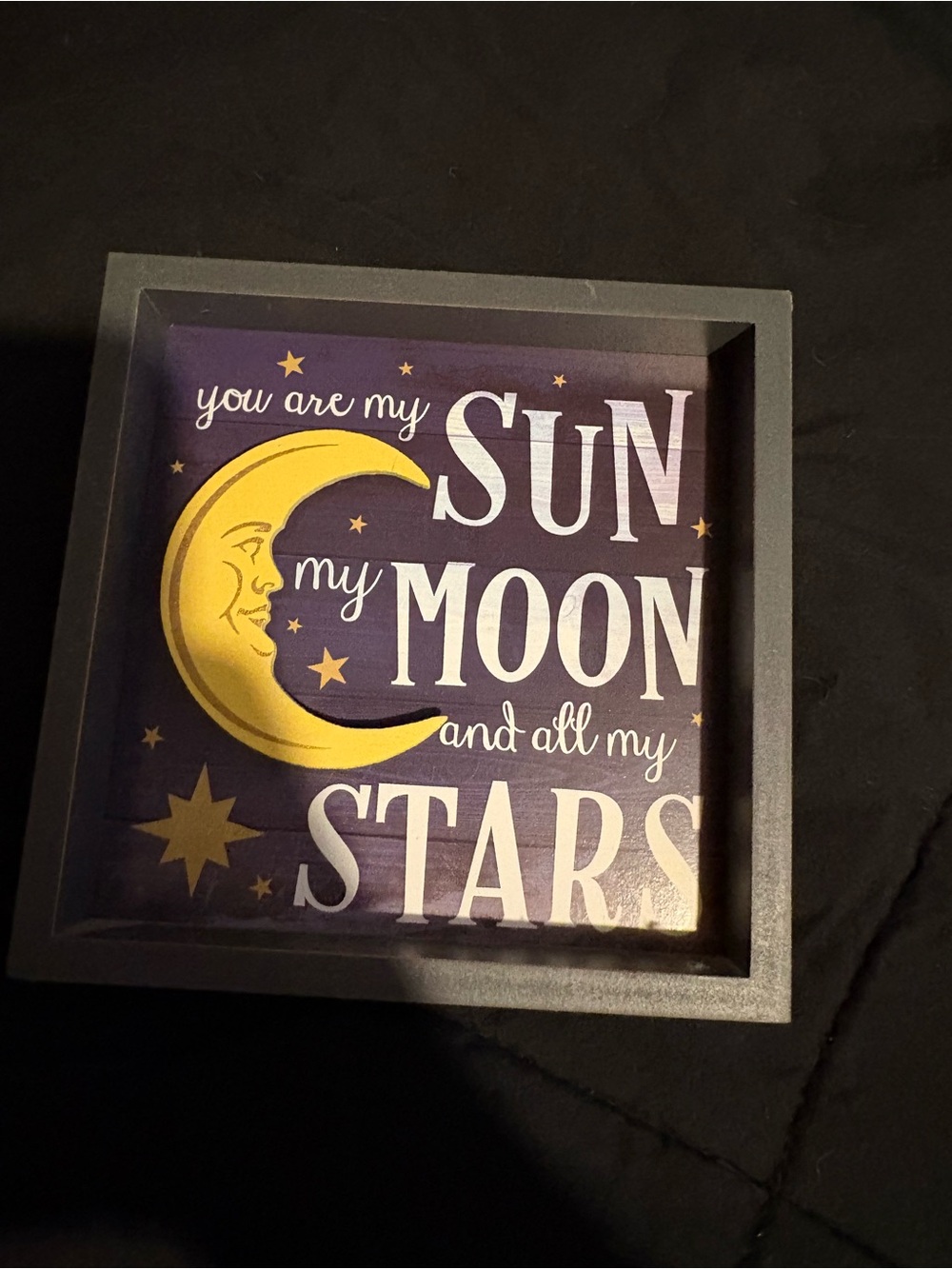 Sun, Moon & Stars Framed Wall Art - Yellow Moon on Purple